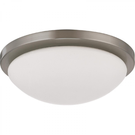 Button LED - 11"- Flush with Frosted Glass - Brushed Nickel Finish
