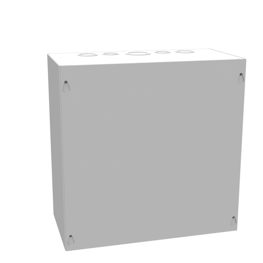 12x6x12 Screw Cover Type 1 UL Listed Steel Knockouts ANSI 61 Gray Cover With Teardrop Slots Mounting Holes In Back