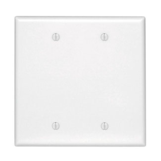 2-Gang Blank Wallplate, Midway Size, Thermoset, White