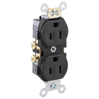 15 Amp Duplex Receptacle/Outlet, Commercial Grade, Self-Grounding