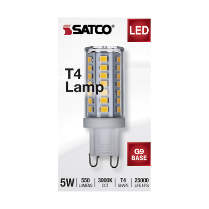 5 Watt; JCD LED; Clear; 3000K; G9 Base; 120 Volt