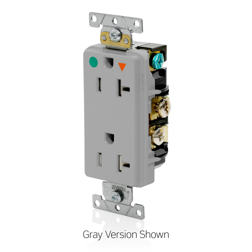 20 Amp Decora Plus Isolated Ground Duplex Receptacle/Outlet, Hospital Grade, Tamper-Resistant, Self-Grounding
