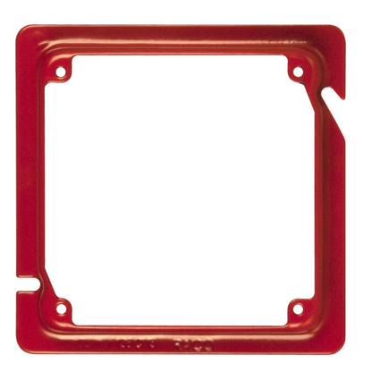 4-11/16 in. x 4 in. Life Safety Square Adapter Ring, 5/8 in. Raised, Red