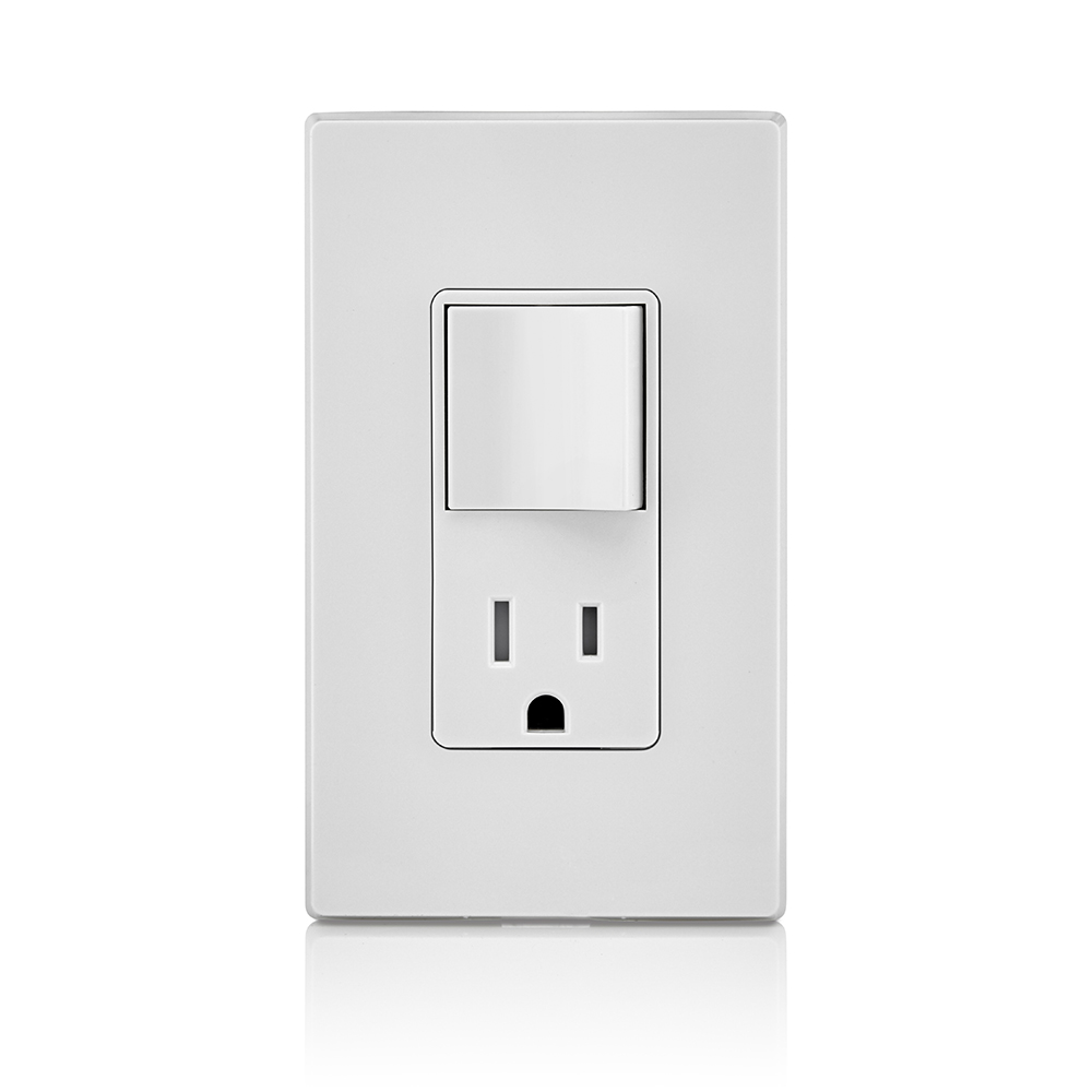 15 Amp Decora Single-Pole Switch, Outlet/Receptacle, Combination Device, Grounding, White