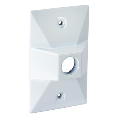 1/2" Weatherproof 1-Hole White Rectangle Cover