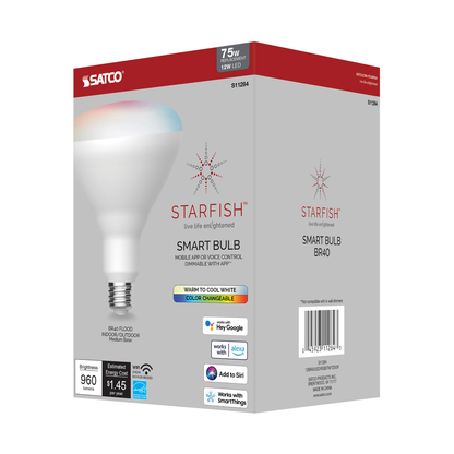 12 Watt; BR40 LED; RGB & Tunable White; Starfish IOT; Medium Base; 120 Volt