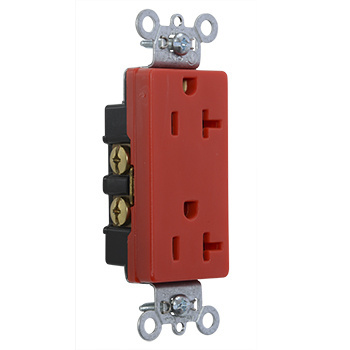 20A 125V Heavy Duty Spec-Grade Decorator Duplex Receptacle, Back and Side Wire, Red