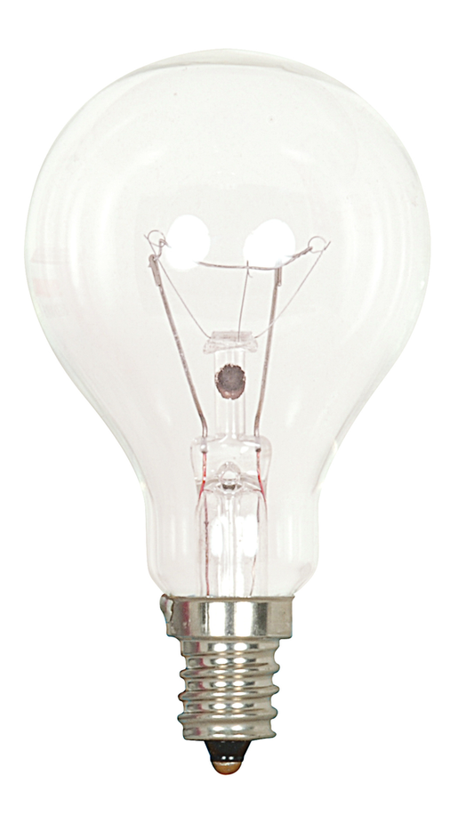 40 Watt A15 Incandescent; Clear; Appliance Lamp; 1000 Average rated hours; 420 Lumens; Candelabra base; 130 Volt