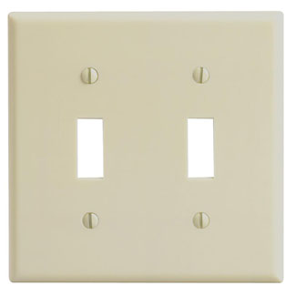 2-Gang Toggle Switch Wallplate, Standard Size, Thermoset, Ivory