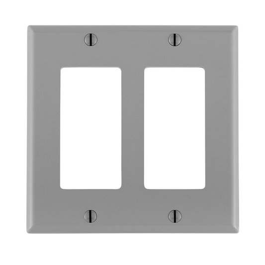 2-Gang Decora/GFCI Device Wallplate, Standard Size, Thermoplastic Nylon, Gray