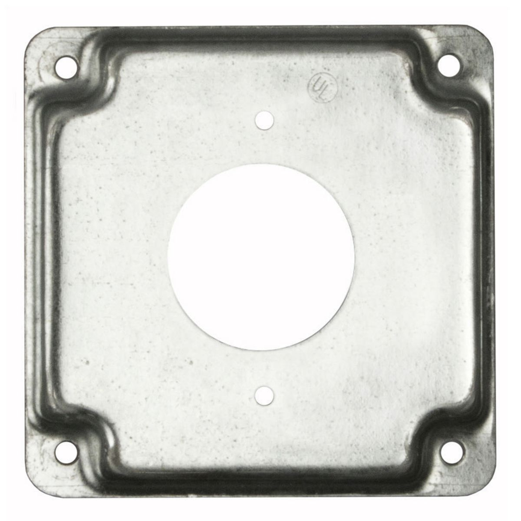4 in. Square Cover, Exposed Work, 1.62 in. dia. 20A Receptacle