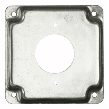 4 in. Square Cover, Exposed Work, 1.62 in. dia. 20A Receptacle