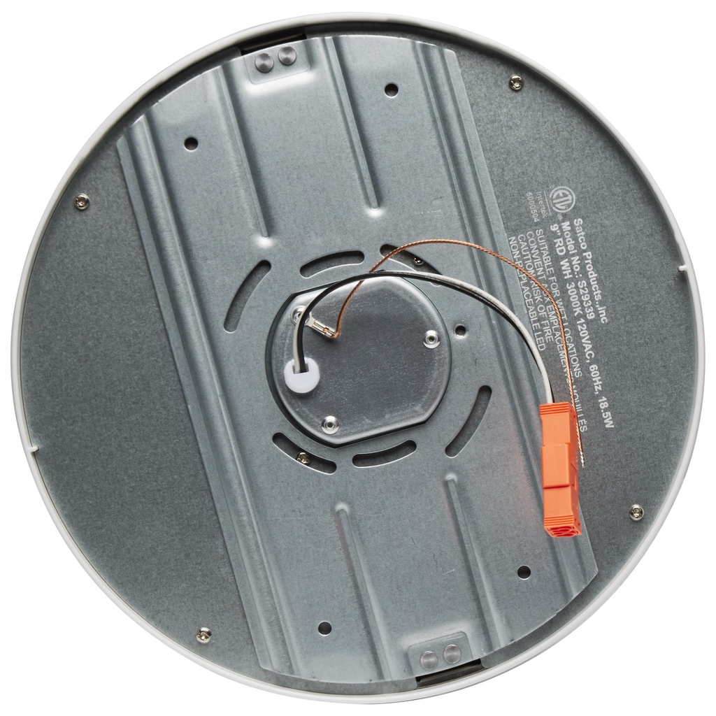 18.5 watt; 9" Flush Mount LED Fixture; 3000K; Round Shape; White Finish; 120 volts