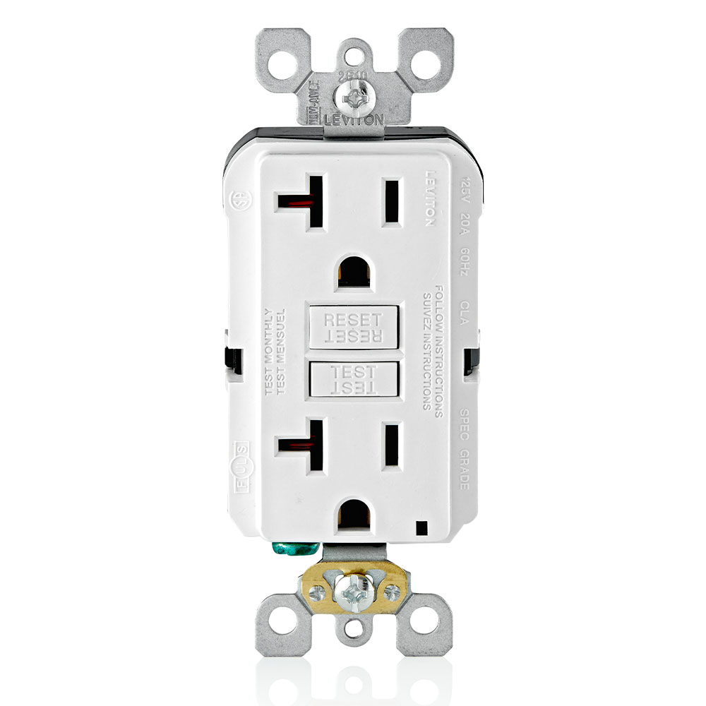 20 Amp, Self Test, Non Tamper-Resistant GFCI Outlet with LED Indicator Light