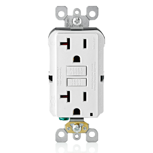 20 Amp, Self Test, Non Tamper-Resistant GFCI Outlet with LED Indicator Light