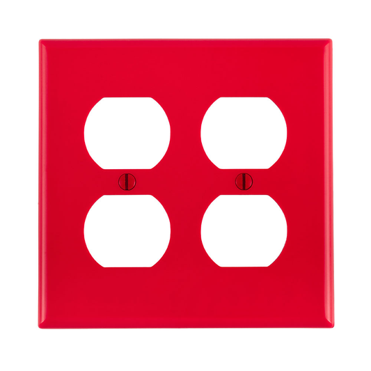 2-Gang Duplex Outlet/Receptacle Wallplate, Standard Size, Thermoplastic Nylon, Red