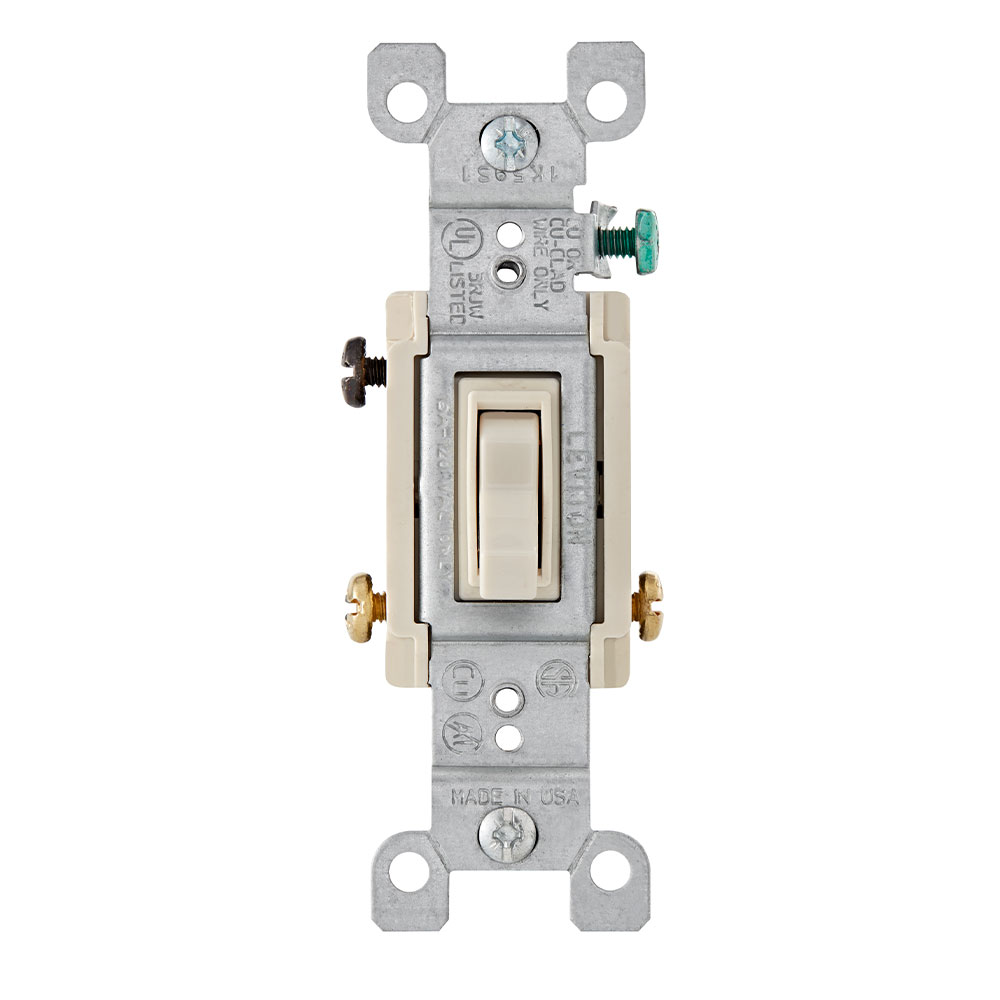 15 Amp 3-Way Toggle Switch, Grounding, Light Almond