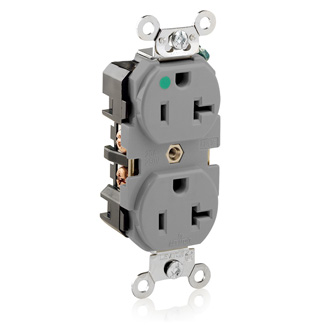 20 Amp Duplex Receptacle/Outlet, Hospital Grade, Self-Grounding