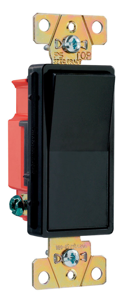 20A 120V/277V Specification Grade Single Pole Decorator Paddle Switch, Black