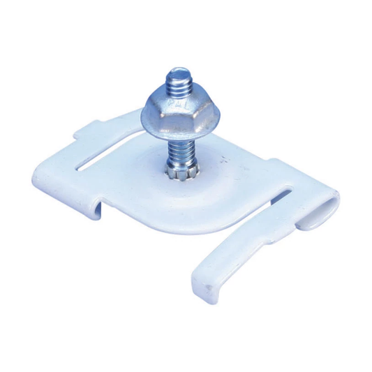4G8 Twist Clip for Track Lighting, Painted, White, 15/16" T-Grid, #8 Screw, 7/16" Screw, Pal Nut