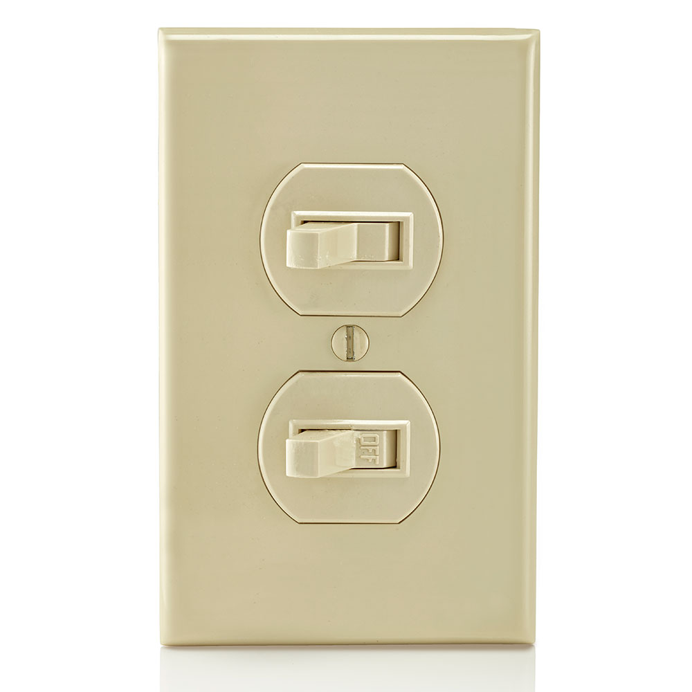 15 Amp, 120/277 Volt, Duplex Style Single-Pole / 3-Way AC Combination Switch, Residential/Commercial Specification Grade, Non-Grounding, Side Wired, Ivory