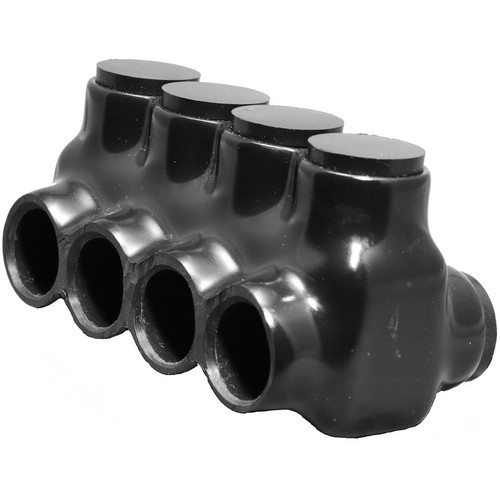 Black Insulated Multi-Cable Connector - Dual Entry 4 Ports 750 - 250