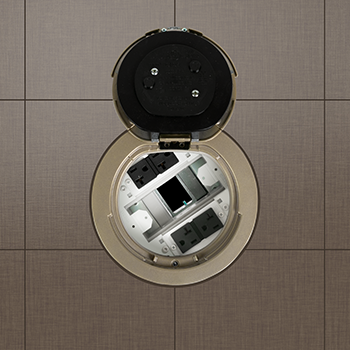 6AT Prewired Evolution™ Poke Thru Device, Flush Style Cover, Brass