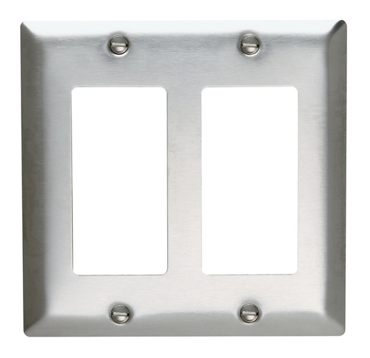2-Gang 302/304 Stainless Steel Wall Plate, 1 Decorator Opening