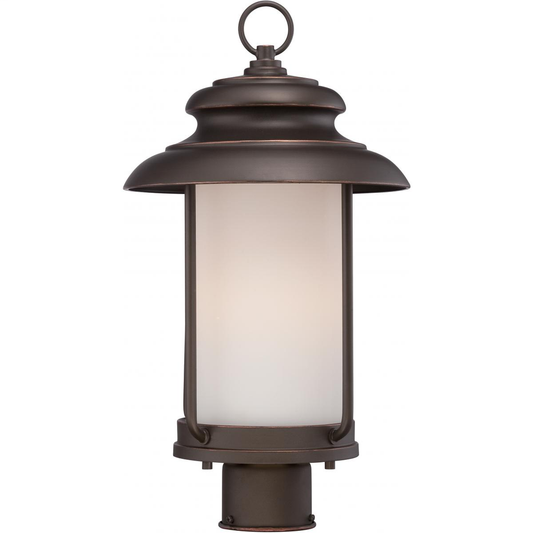 Bethany - LED Post Lantern with Satin White Glass - Mahogany Bronze Finish