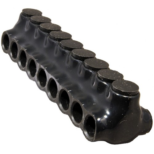 Black Insulated Multi-Cable Connector - Dual Entry 9 Ports 600 - 250