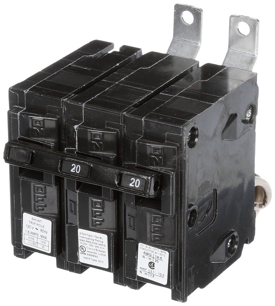 BREAKER 20A 2P 120/240V 10K BL 120V SHNT