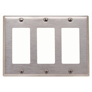 3-Gang Decora Wallplate, Standard Size, Non-Magnetic Stainless Steel