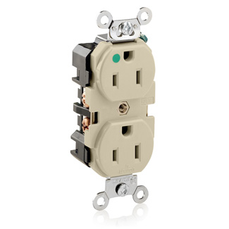 15 Amp Duplex Receptacle/Outlet, Hospital Grade, Self-Grounding