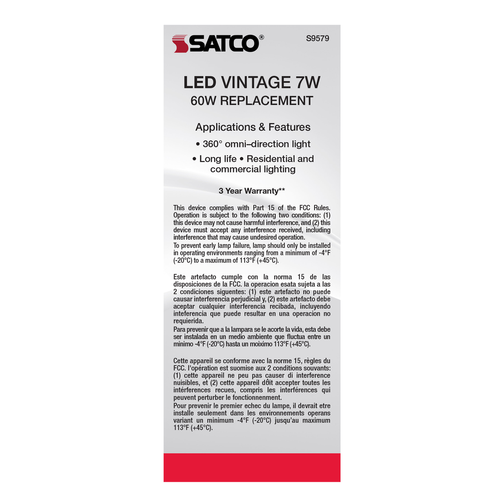7 Watt ST19 LED; Transparent Amber; Medium base; 2000K; 650 Lumens; 120 Volt