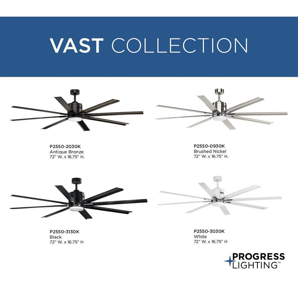 72" Antique Bronze 18W LED 8 Blade Ceiling Fan