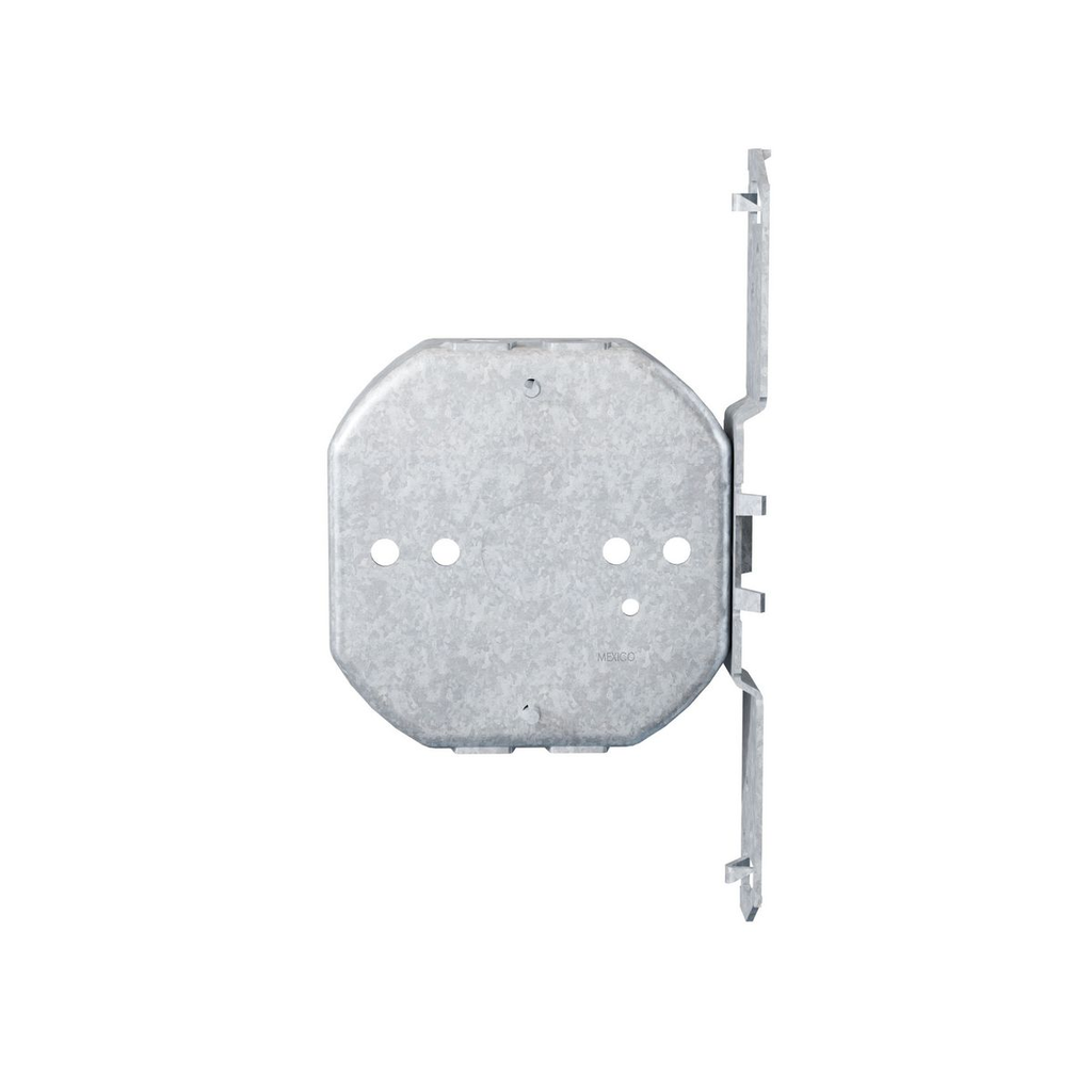 4 in. Octagon Box, Drawn, 1-1/2 in. Deep, Two 1/2 in. KO's & AC/MC/Flex Clamps, TS Bracket