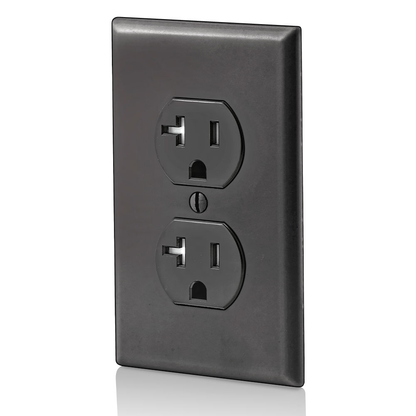 20 Amp Duplex Tamper-Resistant Outlet/Receptacle, Grounding, Black