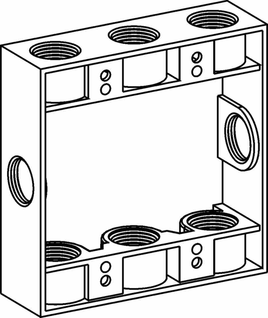 2-GANG 1" DEEP EXTENSION RING, 8 OUTLET HOLES - 3/4" SIZE