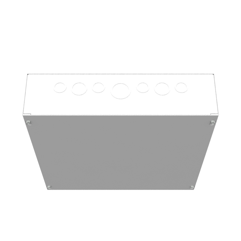 16x4X16 Screw Cover Type 1 UL Steel KOs Gray Cover w/Teardrop Slots Holes In Back