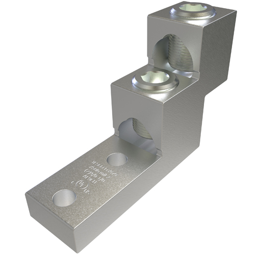 Aluminum Panelboard Lug, Multi Wire, Dual Rated, Conductor Range 750-2, 2 Ports, 2 Holes, 3/8in Bolt Size, 1-3/8in Hole Spacing, Tin Plated, UL, CSA