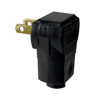 15 Amp, 125 Volt, 2-pole, 2-wire, non-polarized angle plug - Black