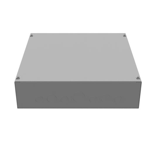 16x4X16 Screw Cover Type 1 UL Steel KOs Gray Cover w/Teardrop Slots Holes In Back