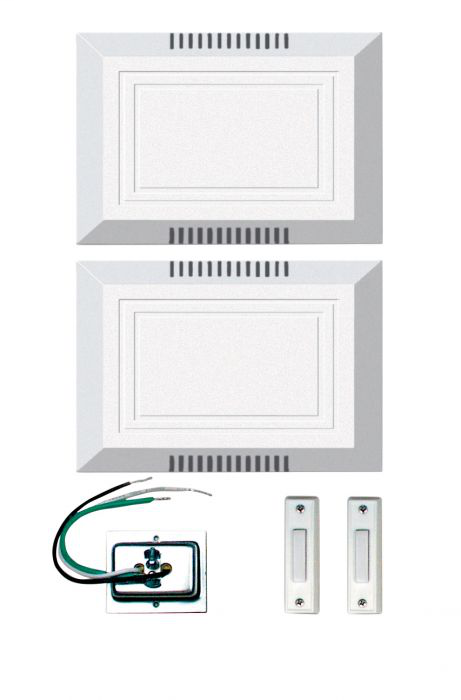 6 Chime, 2 Lighted Buttons Chime Kit in White - C102X2L