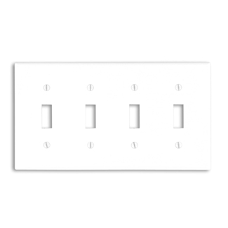 4-Gang Toggle Switch Wallplate, Standard Size, Thermoset, White