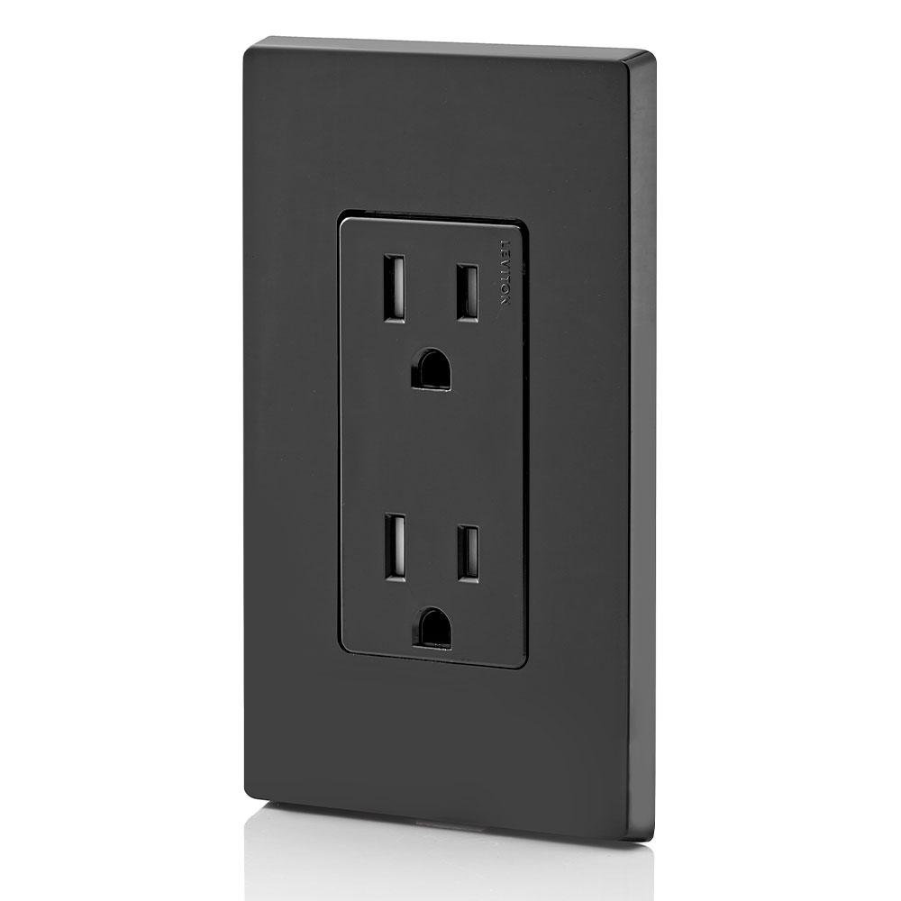 15 Amp Decora Tamper-Resistant Duplex Outlet/Receptacle, Grounding, Black