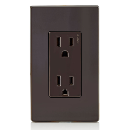 15 Amp Decora Duplex Outlet/Receptacle, Grounding, Brown