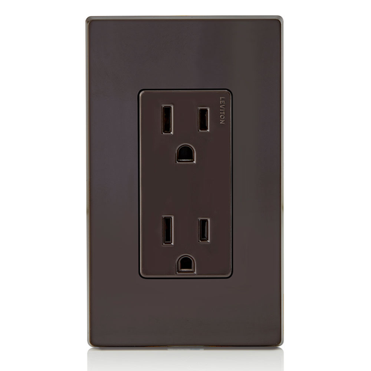 15 Amp Decora Duplex Outlet/Receptacle, Grounding, Brown