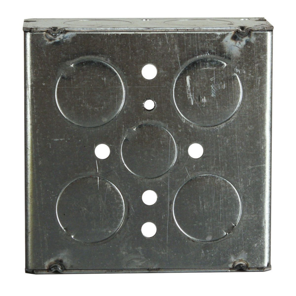 4 in. Square Box, Welded, 1-1/2 in. Deep with One 1/2 and Twelve 3/4 in. KO's