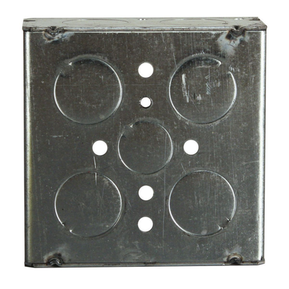4 in. Square Box, Welded, 1-1/2 in. Deep with One 1/2 and Twelve 3/4 in. KO's