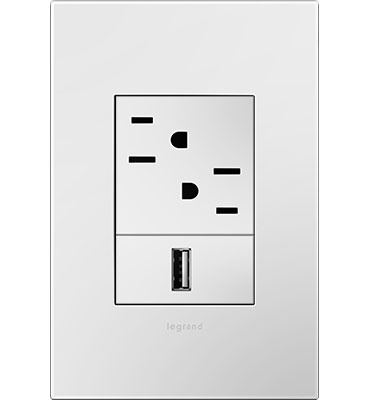 adorne® Gloss White 1-Gang+ Screwless Wall Plate with Microban®